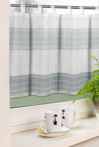 Panneaux 50x140cm Streifen grau petrol 4063-04 recycled Scheibengardine