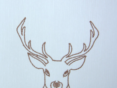 Design Mini Flächenvorhang Set weiß bestickt Hirsch braun 4056-01