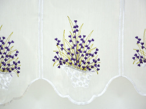 nach Maß Scheibengardine Lavendel lila weiß Bistrogardine Höhe 45cm Stick