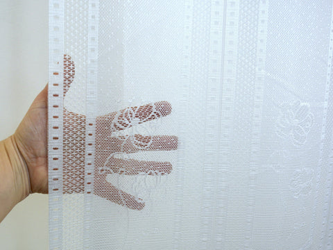 Scheibengardine Jacquard weiß Blume nach Maß