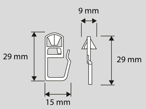 Klick-Gleiter Haken 3,5-4mm 20 Stück Gardinengleiter Innenlauf