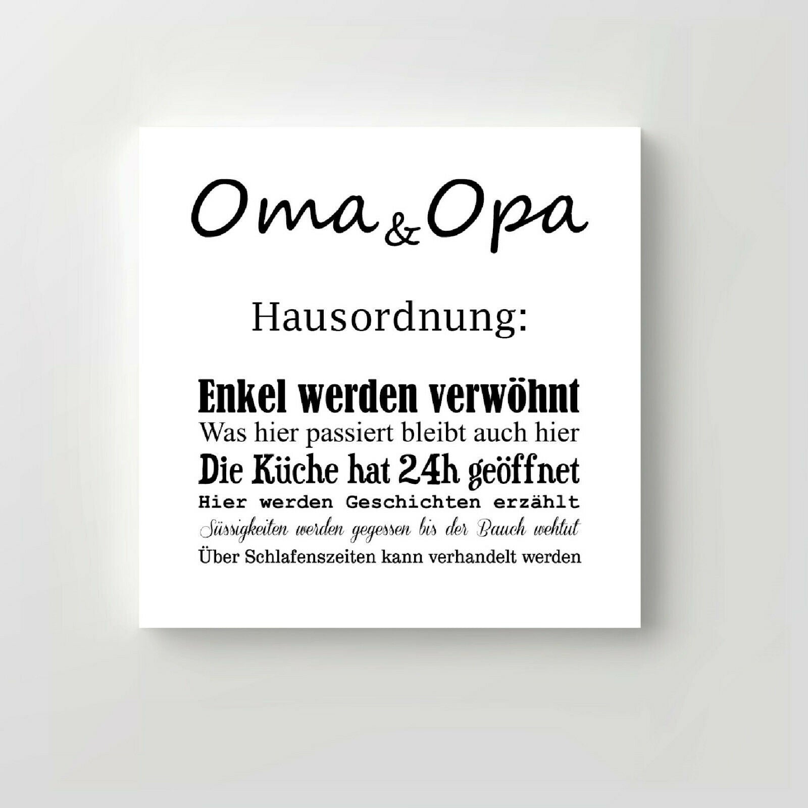 Holzschild "Oma Opa" bedruckt 15x15cm Deko