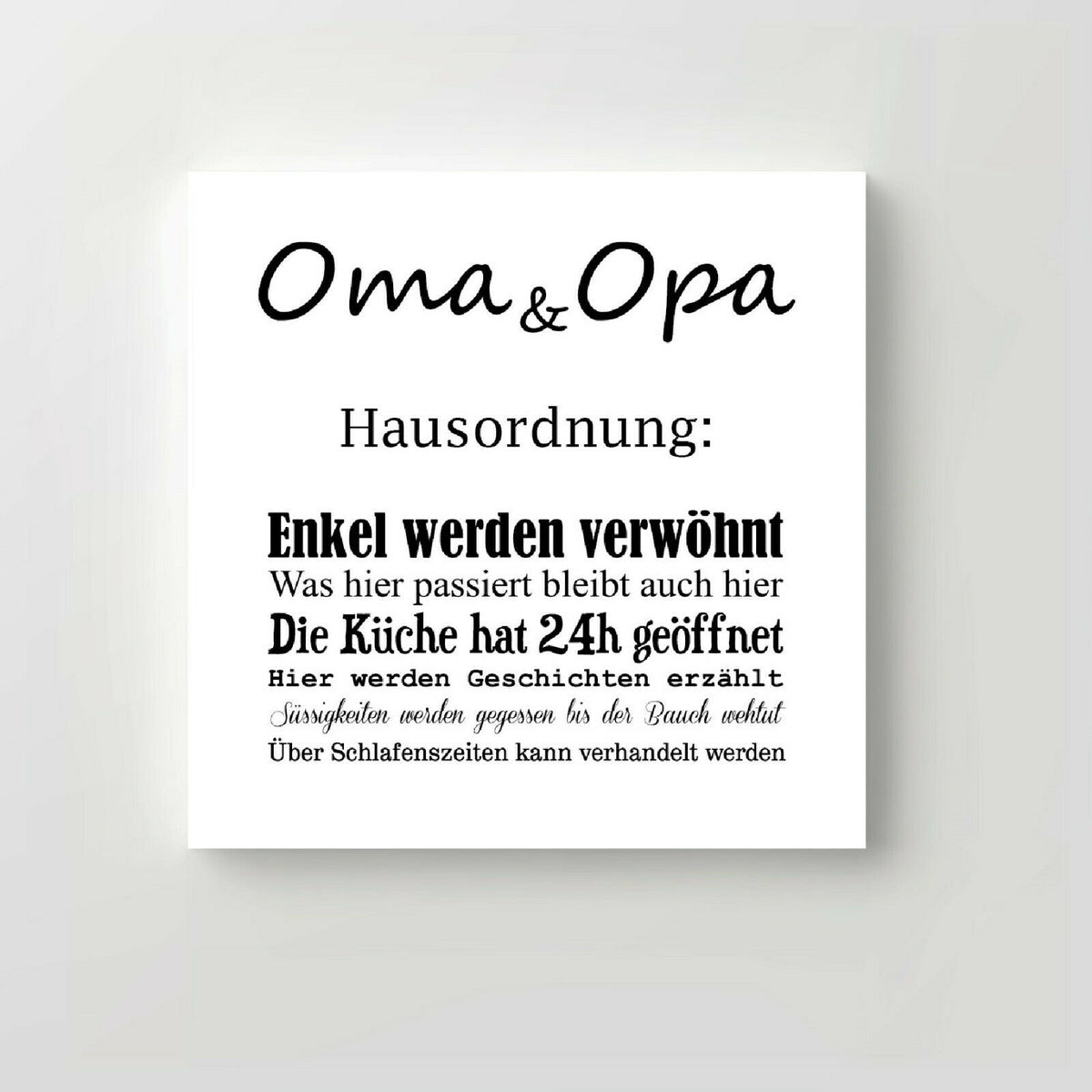 Holzschild "Oma Opa" bedruckt 15x15cm Deko